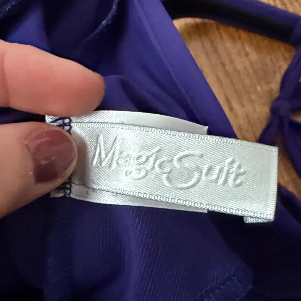 Magicsuit Women's Size 12 Blue One Piece Ruched Swimsuit - Picture 3 of 4